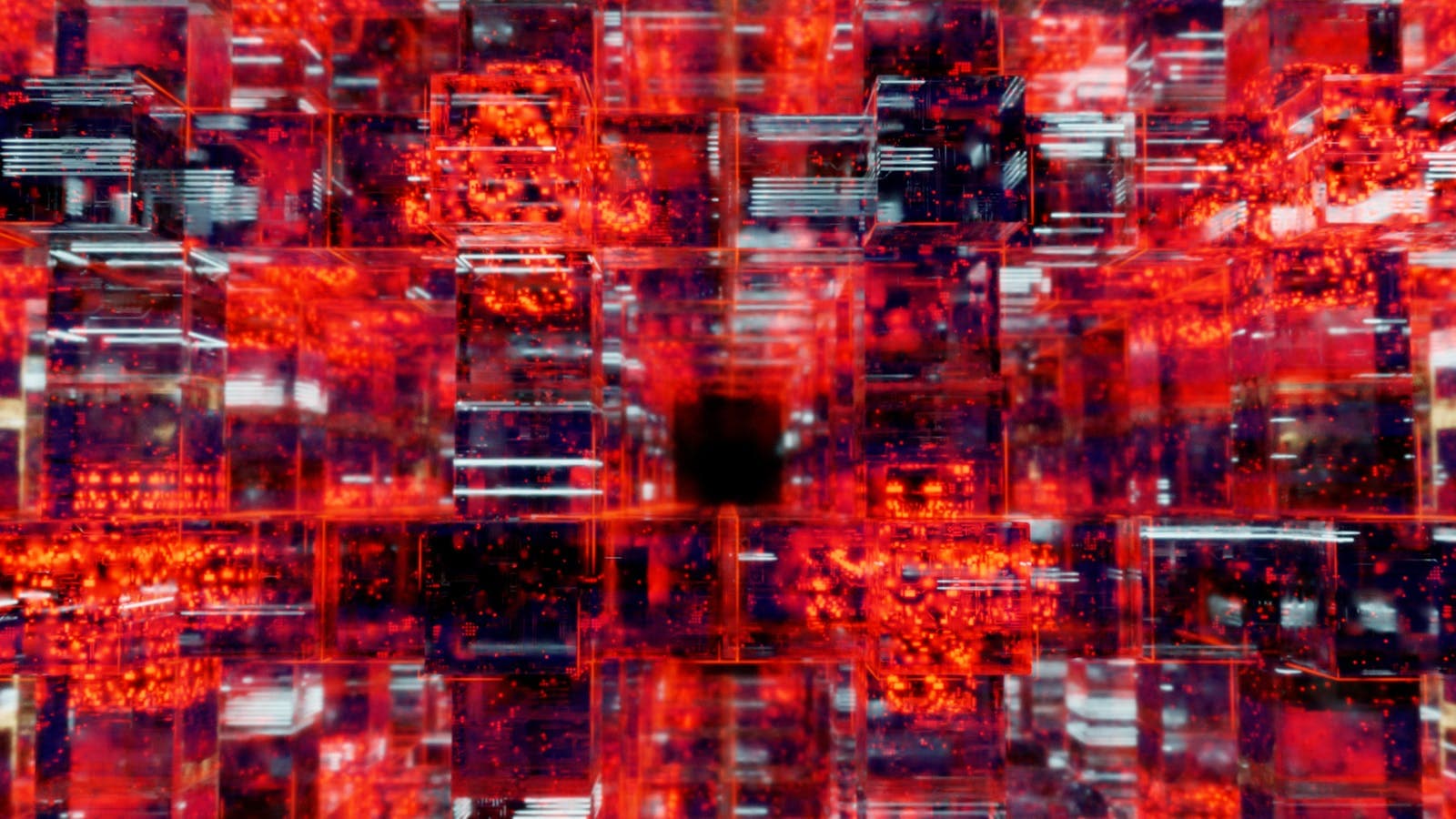 Abstract red and black digital matrix — representing the dense web of unmonitored AI agents and integrations running inside Australian businesses.